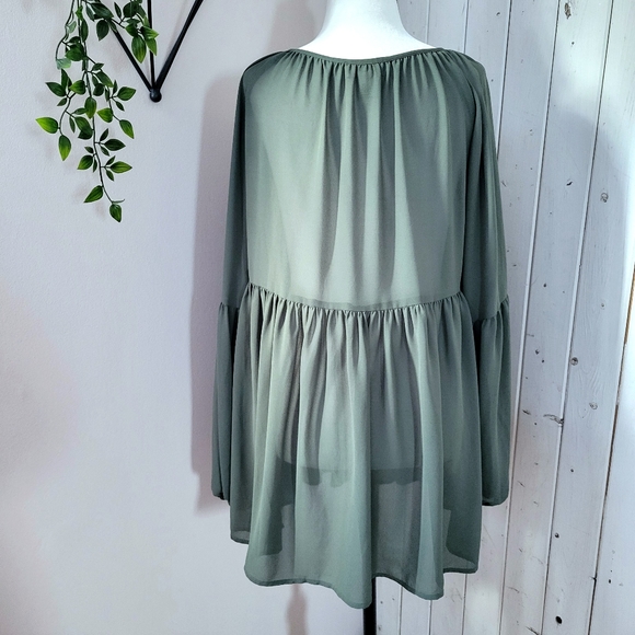 LOFT | BABYDOLL BLOUSE olive small - Picture 5 of 7
